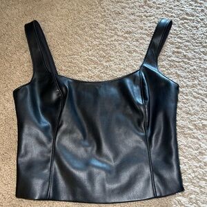 Abercrombie & Fitch Black Faux-Leather Tank Top